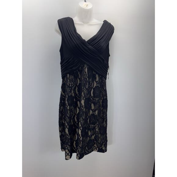 David's Bridal Sleeveless Black Lace Beaded Dress Size 16 - Picture 1 of 10